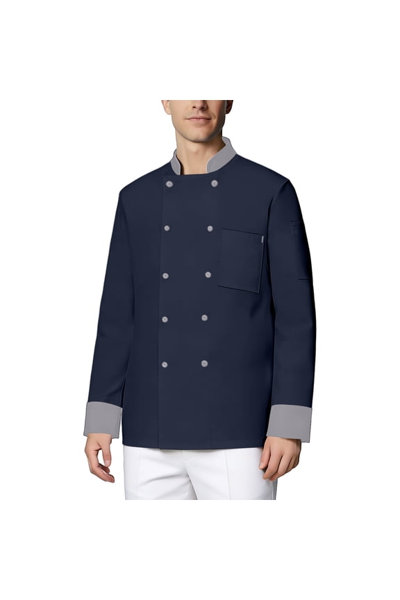 Long-sleeve chef jacket with buttons, unisex chef jacket breathable work chef shirt suitable for men and women - Kitchen, Restaurant