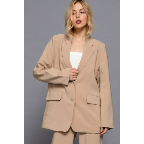 Long slv front button closure blazer