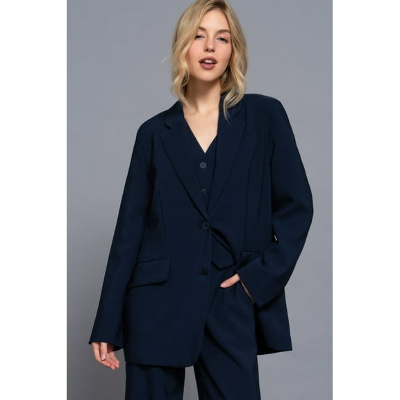 Long slv front button closure blazer