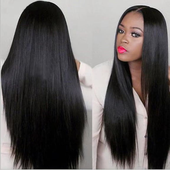 Long straight hair front lace chemical fiber high temperature silk wig
