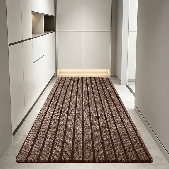 Long striped Runner Shaggy Rug Extra Thick Fluffy Foot Mat, Non-Slip Latex Backing Soft High Pile Absorbent Carpet for Bathroom Laundry Room