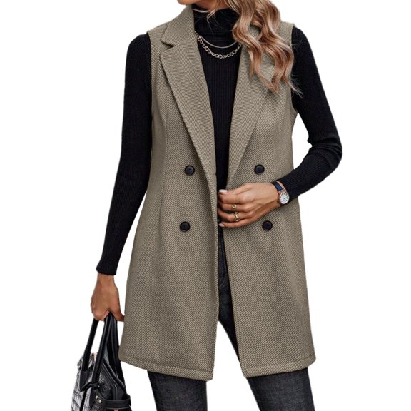 Long women's sleeveless blazers, professional cardigan jackets
