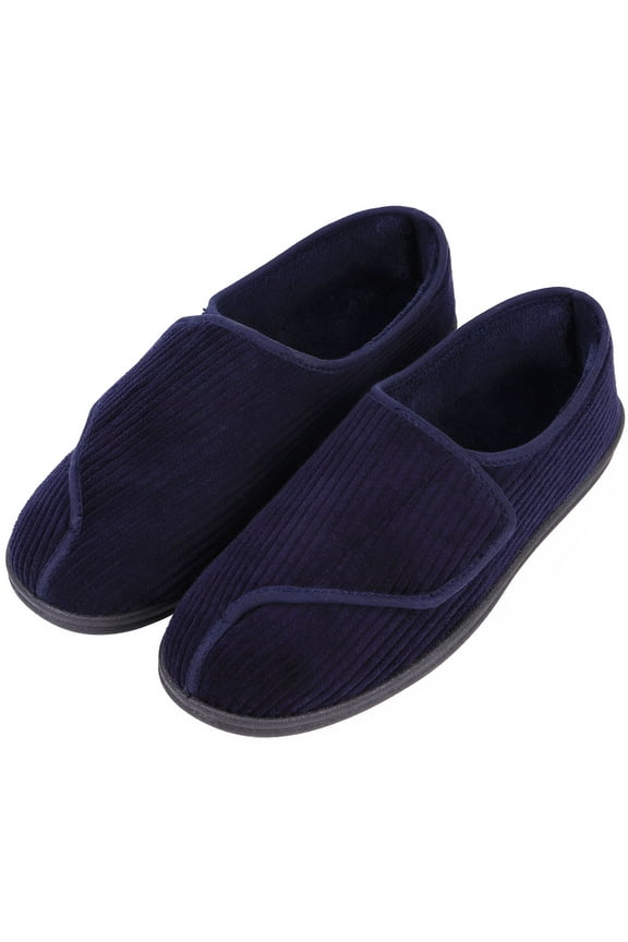 LongBay Men's Adjustable Diabetic Slippers Memory Foam Arthritis Edema Swollen House Shoes