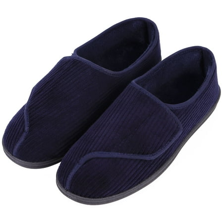 LongBay Men's Adjustable Diabetic Slippers Memory Foam Arthritis Edema Swollen House Shoes