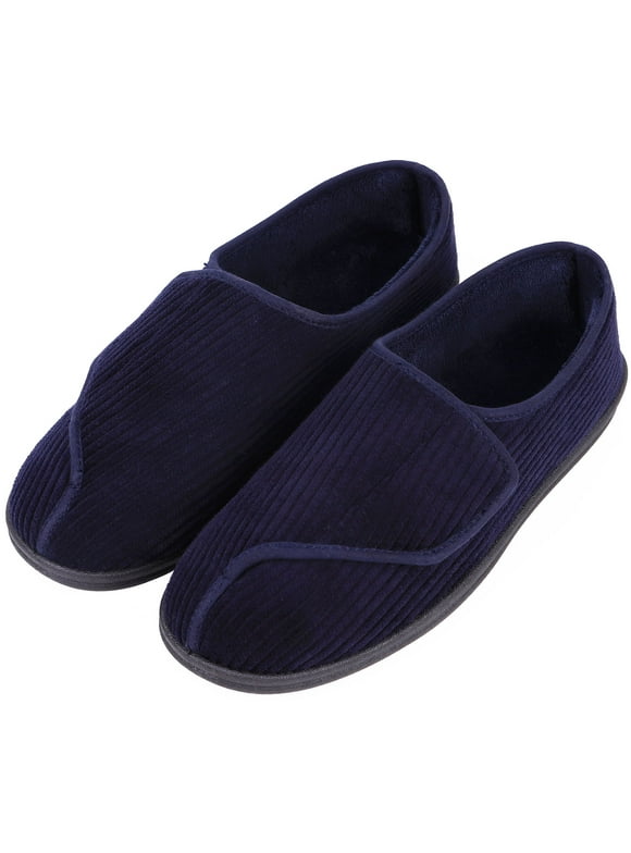 LongBay Men's Adjustable Diabetic Slippers Memory Foam Arthritis Edema Swollen House Shoes