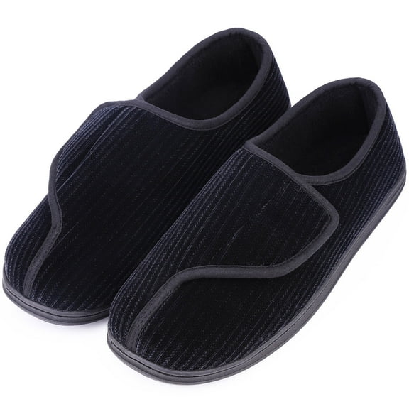 LongBay Men's Adjustable Diabetic Slippers Memory Foam Arthritis Edema Swollen House Shoes