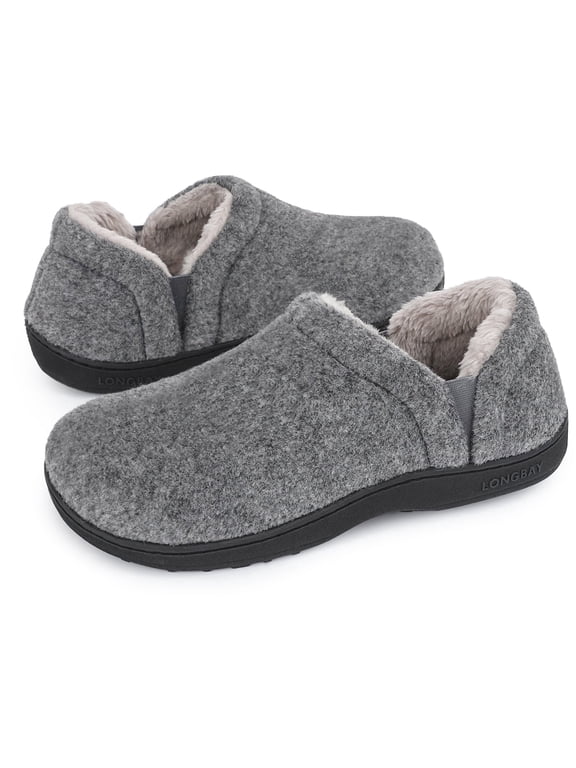 Men's Cozy Memory Foam Slippers Comfy Fuzzy Plush Lining House Shoes Indoor Outdoor