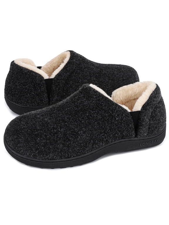 Men's Cozy Memory Foam Slippers Comfy Fuzzy Plush Lining House Shoes Indoor Outdoor