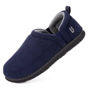 LongBay Mens Slippers Non-Slip Indoor Outdoor for Warm Fleece Lined House Memory Foam Shoes