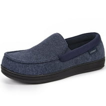 LongBay Men's Cozy Moccasin Slippers Loafer House Shoes with Memory Foam and Rubber Sole