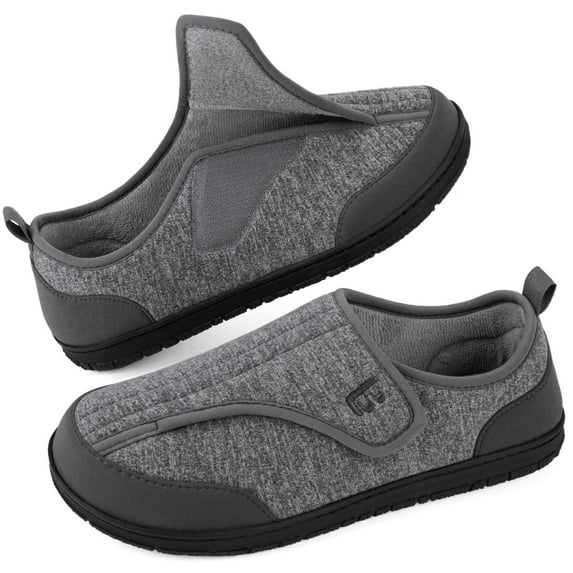 LongBay Men's Diabetic Slippers Wide Adjustable House Shoes for Swollen Feet Non-Binding Indoor/Outdoor Comfort