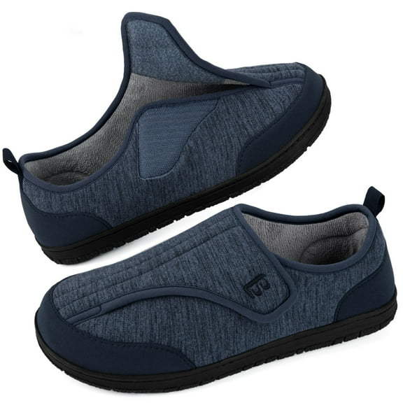 LongBay Men's Diabetic Slippers Wide Adjustable House Shoes for Swollen Feet Non-Binding Indoor/Outdoor Comfort