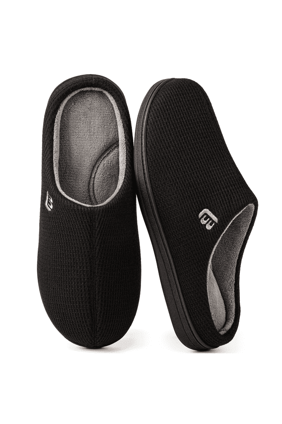 LongBay Men's Dual-Tone Memory Foam Slippers Comfy House Shoes for Indoor Outdoor