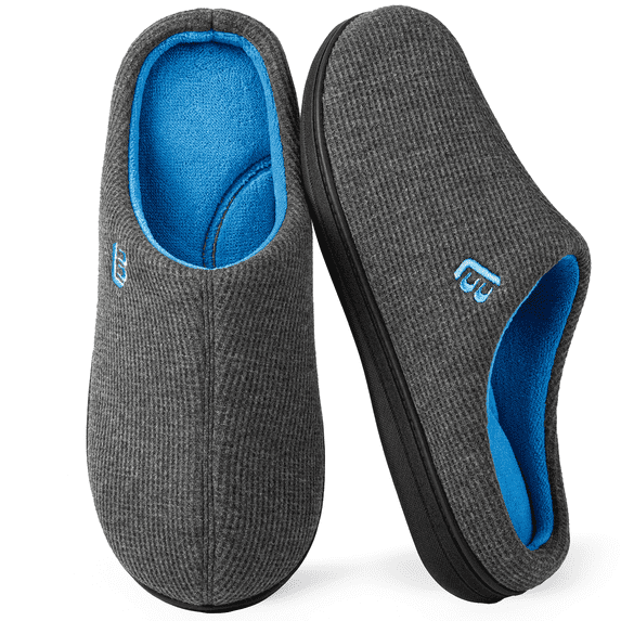 LongBay Men's Dual-Tone Memory Foam Slippers Comfy House Shoes for Indoor Outdoor