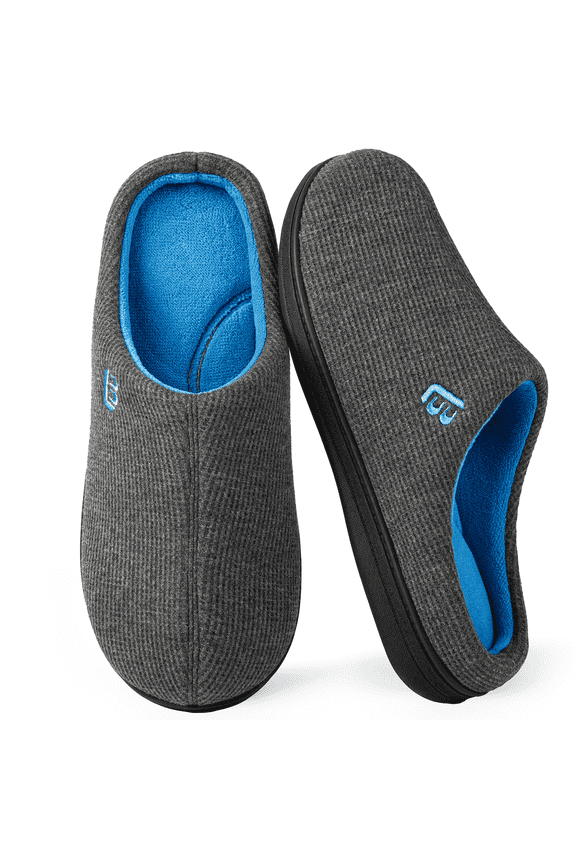 LongBay Men's Dual-Tone Memory Foam Slippers Comfy House Shoes for Indoor Outdoor