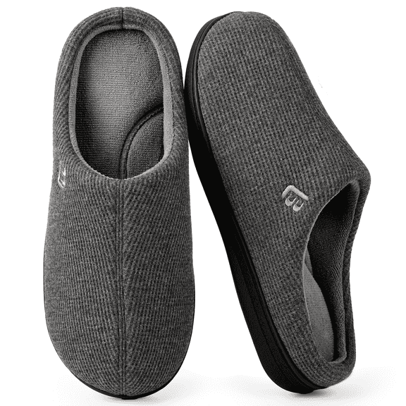 LongBay Men's Dual-Tone Memory Foam Slippers Comfy House Shoes for Indoor Outdoor