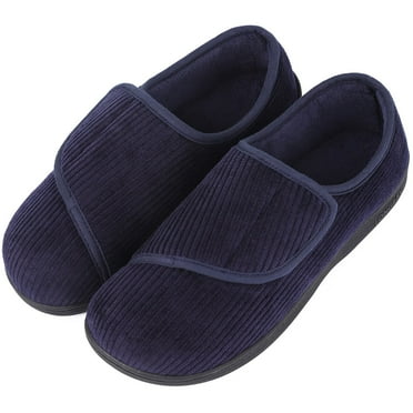 LongBay Men's Memory Foam Diabetic Slippers Comfy Warm Plush Fleece Arthritis Edema Swollen House Shoes