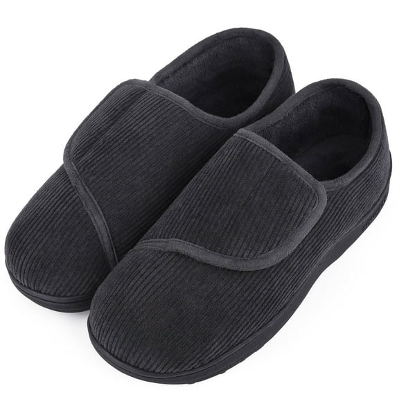 LongBay Men's Memory Foam Diabetic Slippers Comfy Warm Plush Fleece Arthritis Edema Swollen House Shoes