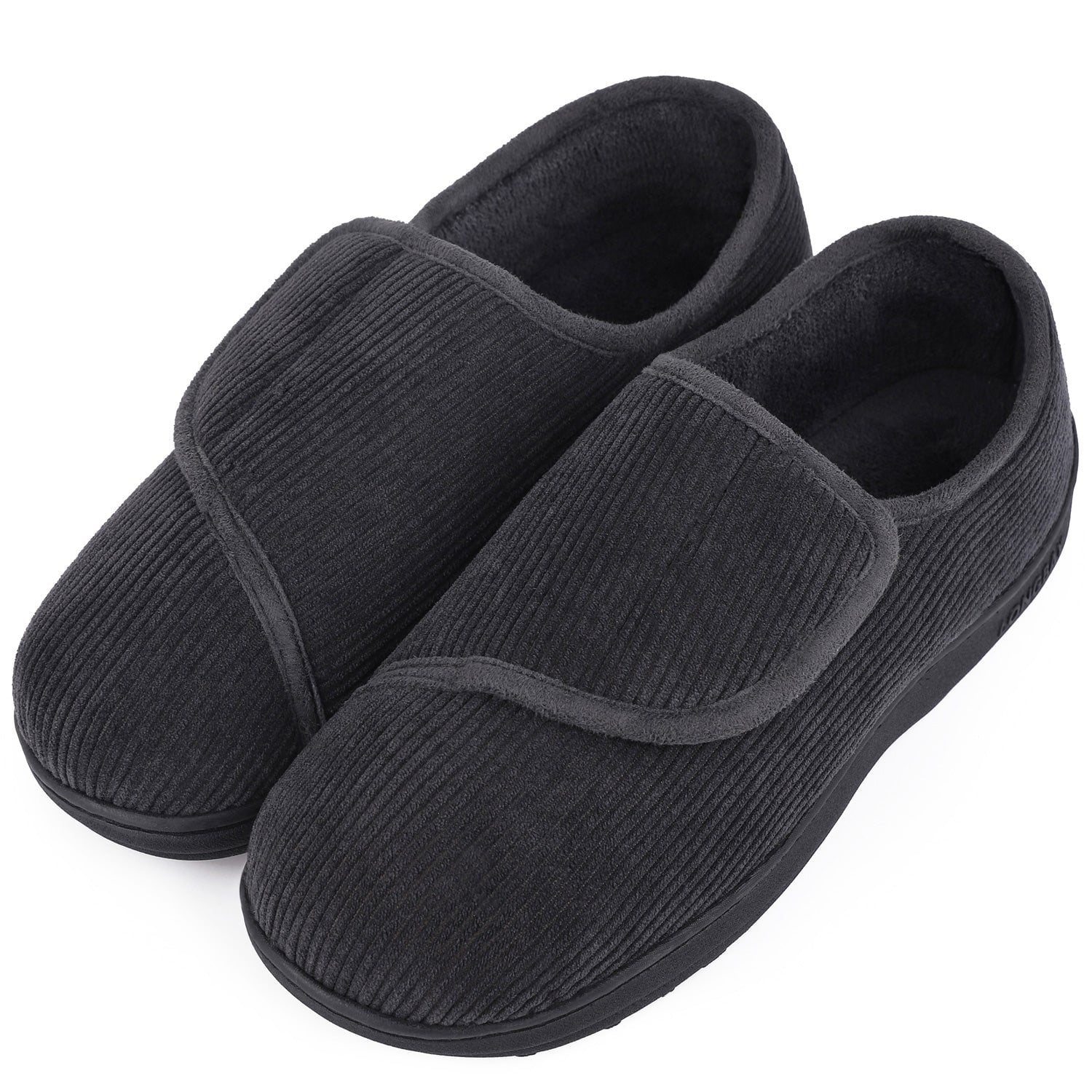 LongBay Men's Memory Foam Diabetic Slippers Comfy Warm Plush Fleece ...