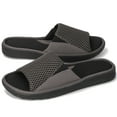 thumbnail image 1 of LongBay Men's Memory Foam Slide Slippers - Adjustable Open Toe House Shoes with Breathable Mesh for Indoor Outdoor, 1 of 6