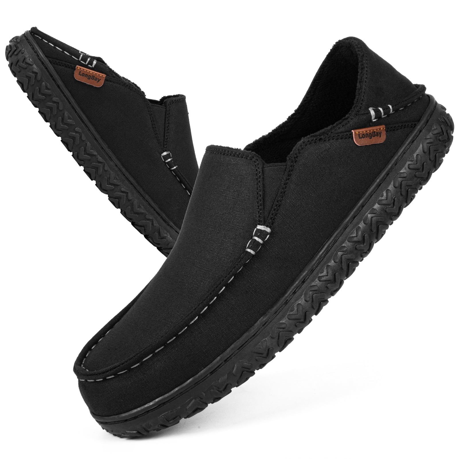 Men's Plush Lined House Slippers Indoor Outdoor Memory Foam Moccasin Shoes