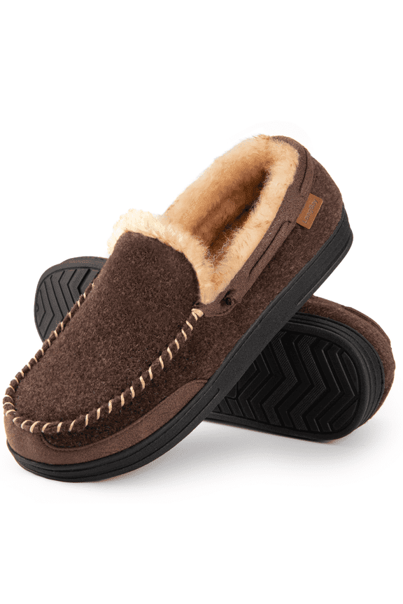 LongBay Men's Moccasin Slippers Memory Foam House Shoes Indoor Outdoor