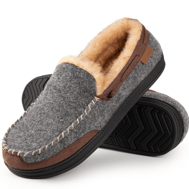 LongBay Men's Moccasin Slippers Memory Foam House Shoes Indoor Outdoor