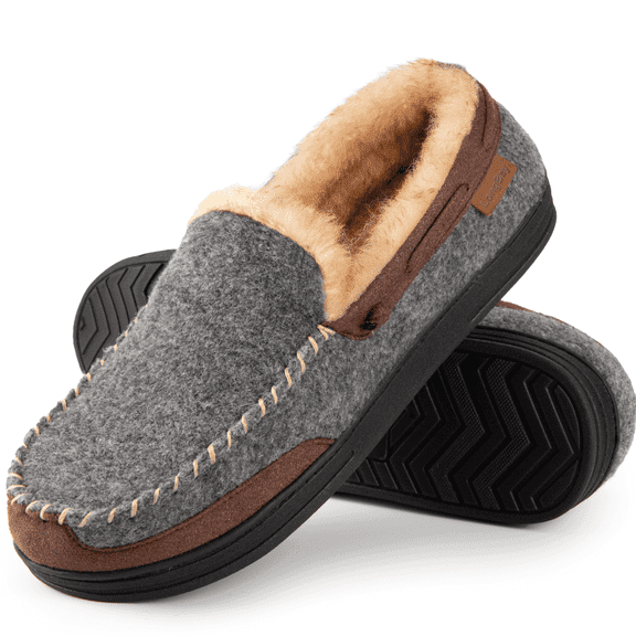 LongBay Men's Moccasin Slippers Memory Foam House Shoes Indoor Outdoor