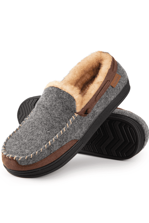 LongBay Men's Moccasin Slippers Memory Foam House Shoes Indoor Outdoor