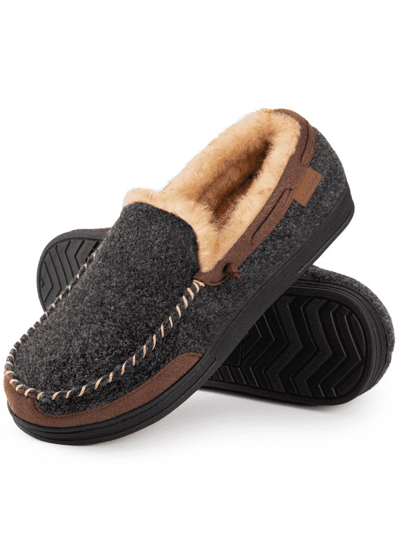 LongBay Men's Moccasin Slippers Memory Foam House Shoes Indoor Outdoor