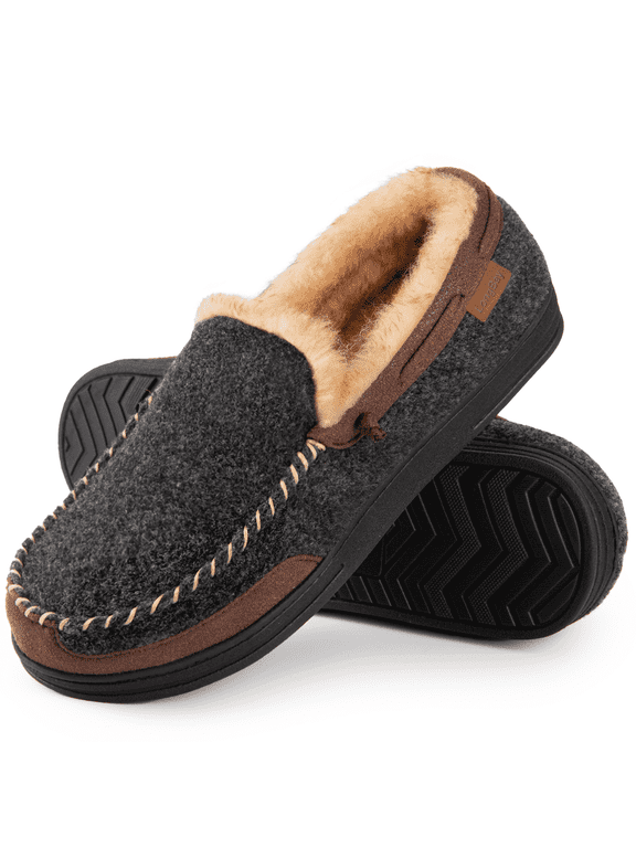 Men's Moccasin Slippers Memory Foam House Shoes Indoor Outdoor