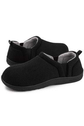 LongBay Men's Slippers Warm Bedroom House Shoes Slip-On Memory Foam Winter House Slippers for Indoor Outdoor