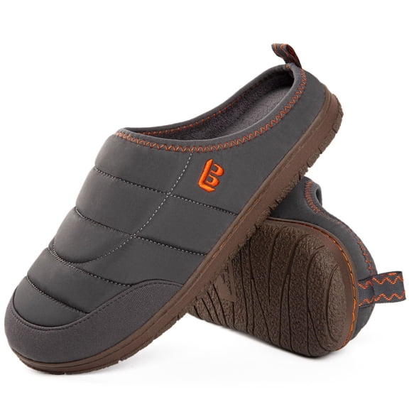 LongBay Mens Slip on Slippers Two-Tone Indoor Outdoor House Shoes