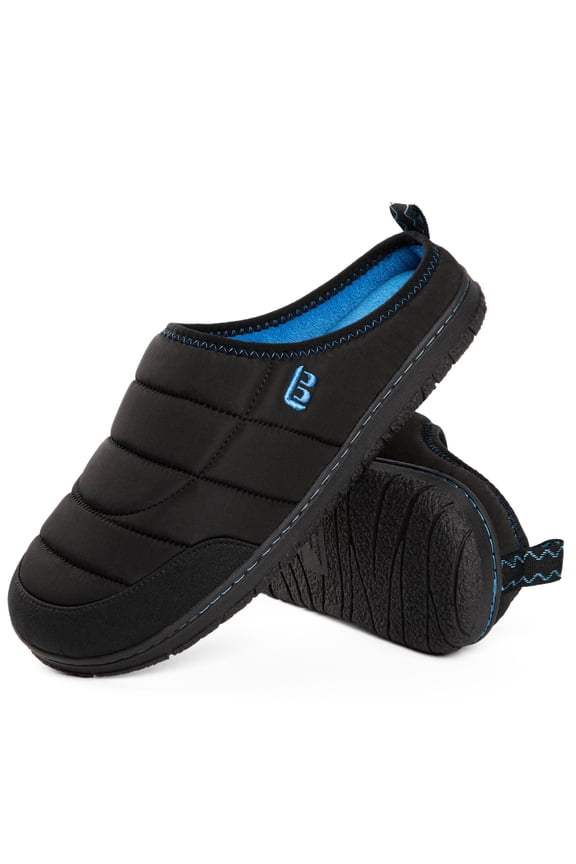 LongBay Mens Slip on Slippers Two-Tone Indoor Outdoor House Shoes