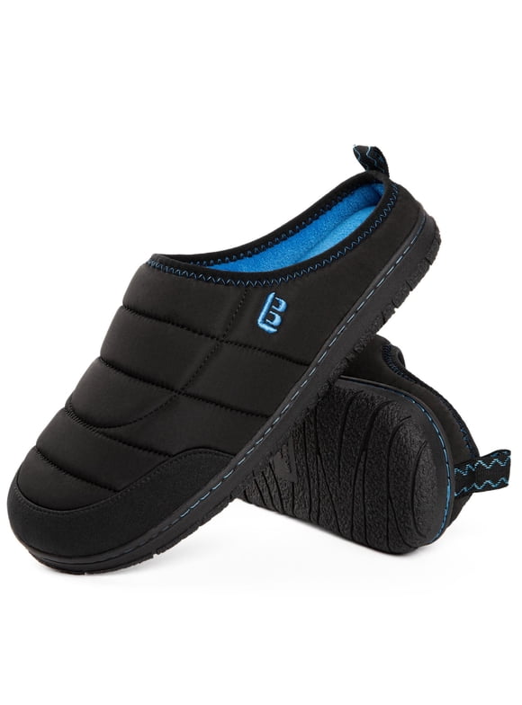 LongBay Mens Slip on Slippers Two-Tone Indoor Outdoor House Shoes