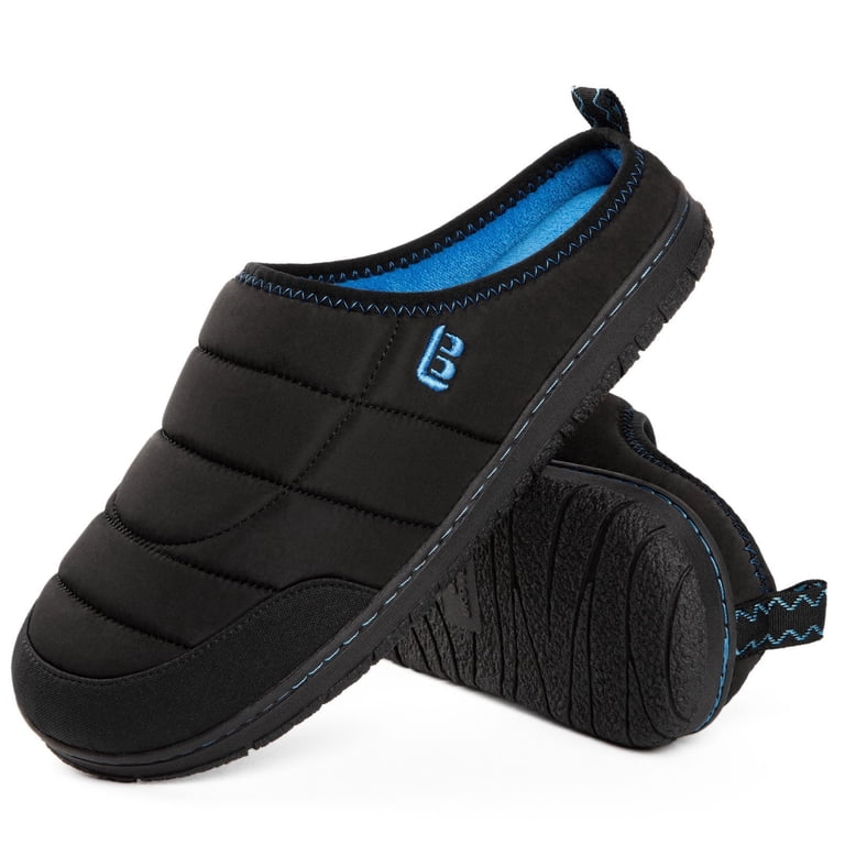 LongBay Mens Memory Foam Slip on Slippers - Two-Tone Indoor 