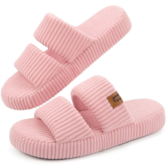 LongBay Slippers for Women Memory Foam Open Toe Slide Indoor House Shoes Slip On Bedroom Comfy Gift