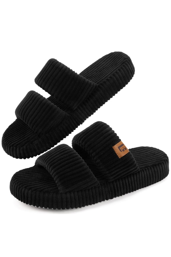 LongBay Slippers for Women Memory Foam Open Toe Slide Indoor House Shoes Slip On Bedroom Comfy Gift