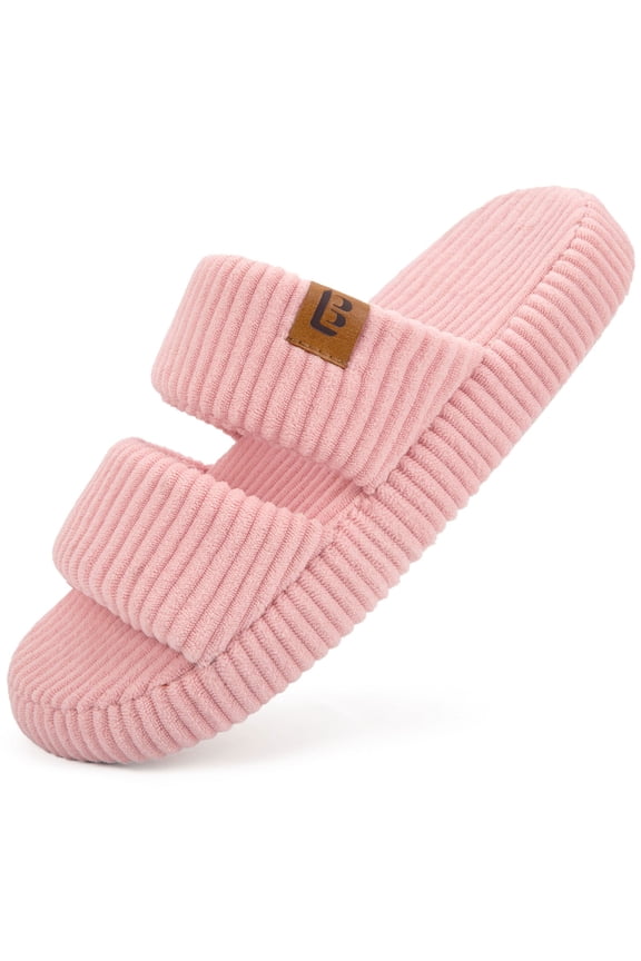 LongBay Slippers for Women Memory Foam Open Toe Slide Indoor House Shoes Slip On Bedroom Comfy Gift