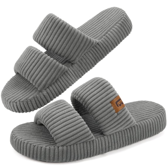 LongBay Slippers for Women Memory Foam Open Toe Slide Indoor House Shoes Slip On Bedroom Comfy Gift