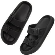 LB LONGBAY SINCE 1997 LongBay Women Men Double Buckle Adjustable EVA Slide Slippers Cloud Pillow Sandals