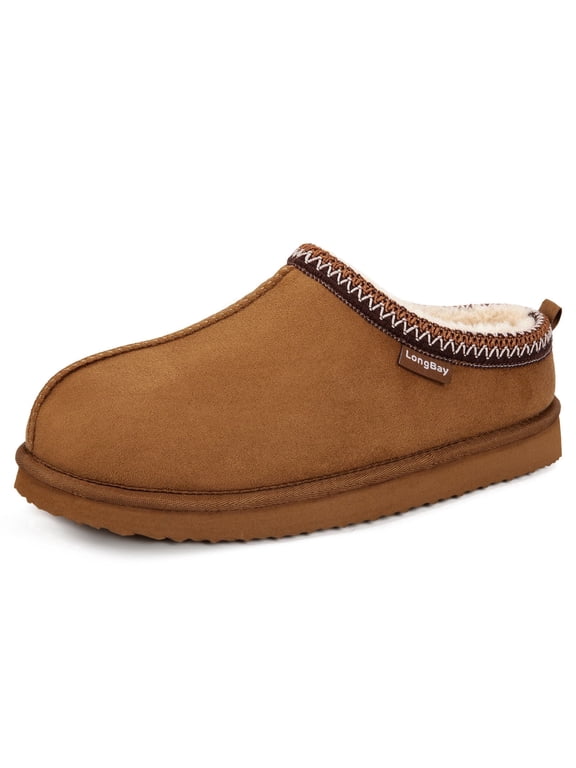 Cozy Suede Fuzzy Slippers for Women and Men, Indoor Outdoor Huose Shoes with Fleece Lining