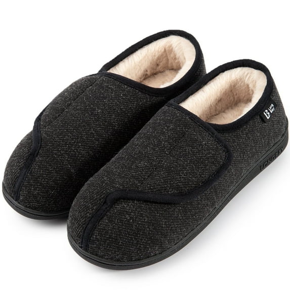 LongBay Women's Adjustable Diabetic Slippers Memory Foam Arthritis Edema Fuzzy House Shoes