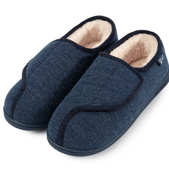 LongBay Women's Adjustable Diabetic Slippers Memory Foam Arthritis Edema Fuzzy House Shoes
