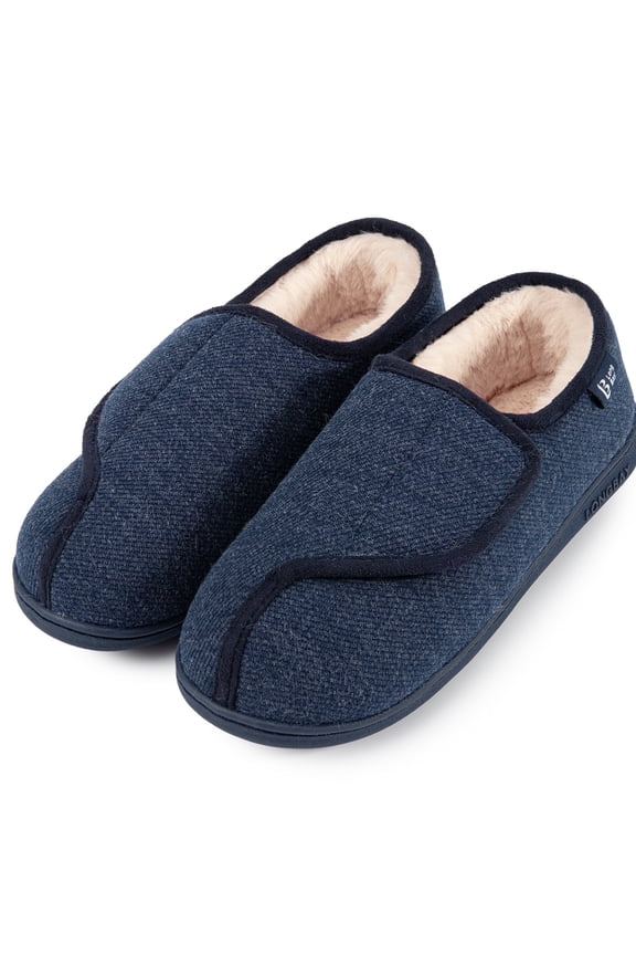 LongBay Women's Adjustable Diabetic Slippers Memory Foam Arthritis Edema Fuzzy House Shoes