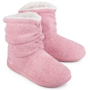 LB LONGBAY SINCE 1997 LongBay Women's Chenille Knit Cosy Boots Slippers Warm Plush Fleece Winter Booties Slipper Memory Foam House Shoes