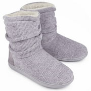 LB LONGBAY SINCE 1997 LongBay Women's Chenille Knit Cosy Boots Slippers Warm Plush Fleece Winter Booties Slipper Memory Foam House Shoes