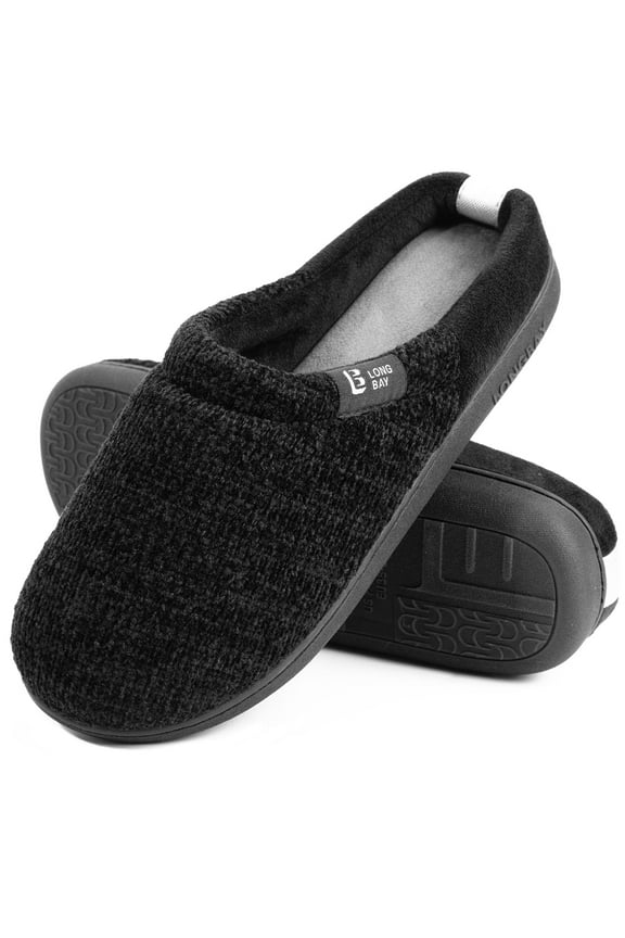 LongBay Women's Chenille Knit Slippers Comfort Memory Foam Slip on House Shoes Indoor Outdoor
