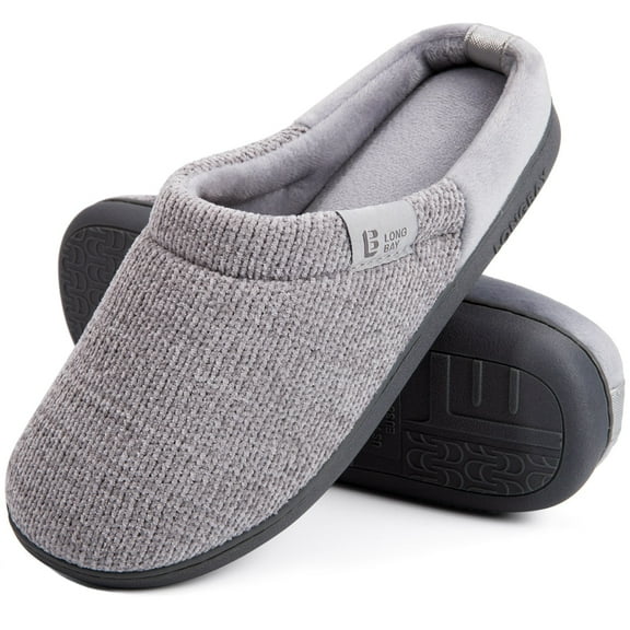 LongBay Women's Chenille Knit Slippers Comfort Memory Foam Slip on House Shoes Indoor Outdoor