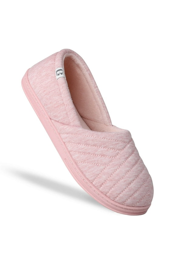 LongBay Women's Comfy Breathable Memory Foam Closed Back Slippers Cotton House Shoes